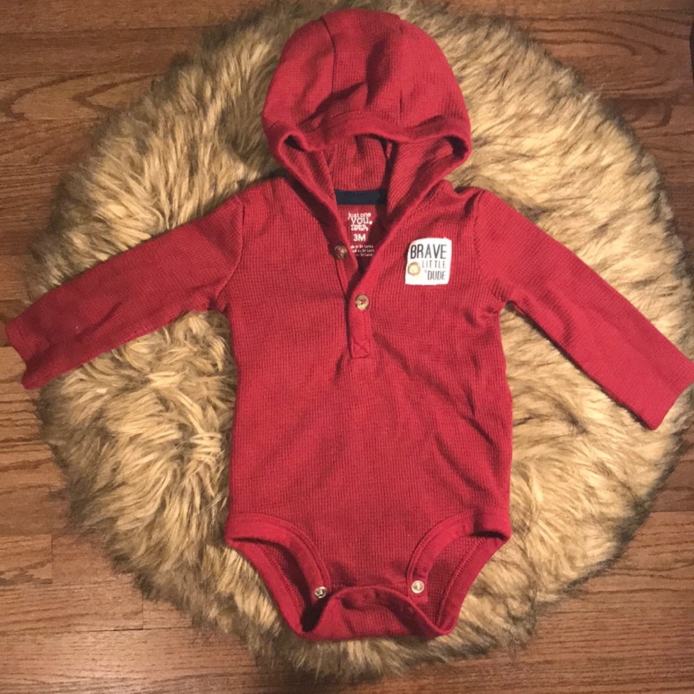 Carters Burgundy Bodysuit Hoodie. Infant Size 3m